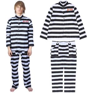 Disfraz de Prisionero SINSEN para Hombre y Mujer, Traje de Recluso a Rayas Blancas y Negras, Disfraz de Cosplay, Talla L - Product Image 1
