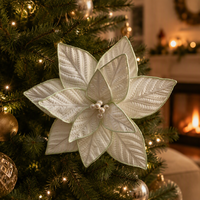 Poinsettia en polyester synthétique 2026 pour couronnes, ornement d'intérieur, taille personnalisée, décoration murale, décorations de Noël pour la maison et centres commerciaux