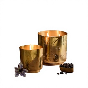 Pot porte-bougie en laiton avec couvercle et poignée en corde, accessoire de décoration intérieure, élégant récipient métallique martelé multifonctionnel - Product Image 5