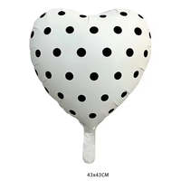 Ballon en aluminium mat à pois en forme de cœur de 18 pouces pour la décoration de mariage, de la rentrée scolaire et de la Saint-Valentin, écologique, vente en gros