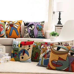 18x18 inch Picasso mèo gối bìa, trang trí trừu tượng tay thêu Cushion Covers/