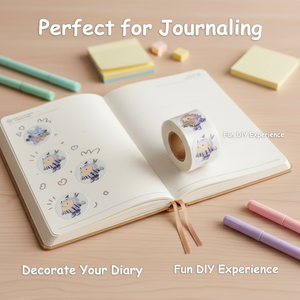 Eco-friendly paper <b>label</b> rolls; customised cute chibi-style character round sticker rolls for handmade food <b>packaging</b> - Product Image 5