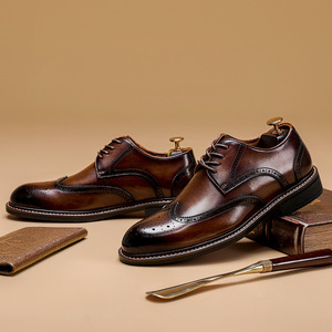 Chaussures en cuir pour hommes, chaussures habillées à effet crocodile, chaussures en cuir véritable, chaussures de mode pour hommes, pour le travail et les occasions décontractées - Product Image 4