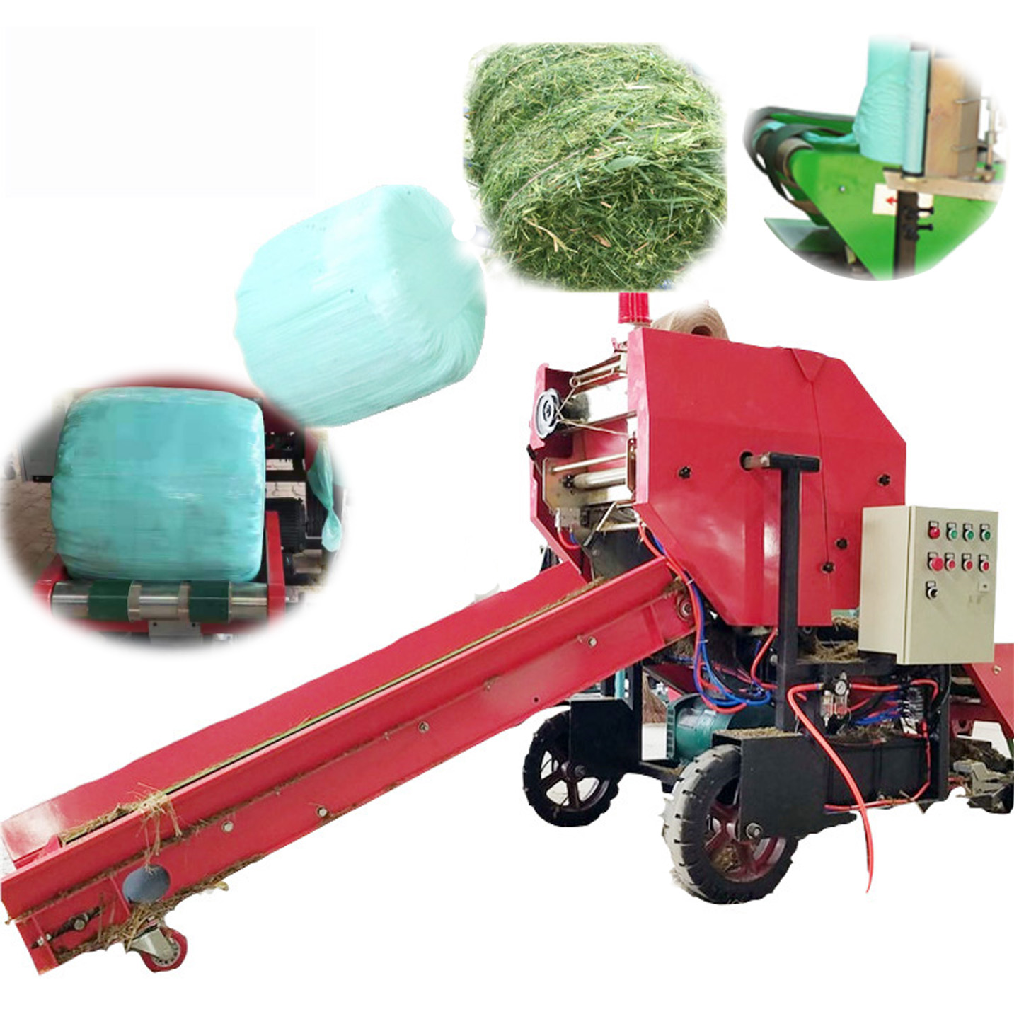 Пресс-подборщик для силоса, корма для скота, автоматический пресс-подборщик, машина для сбора пленки зеленого цвета