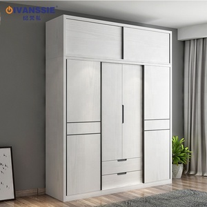 Solusi Lemari Pakaian Kayu Modern yang Dapat Disesuaikan, Lemari Pakaian Kamar Tidur 3/2 Pintu Berengsel, Kabinet Logam Bermotif, Tahan Lama - Product Image 4