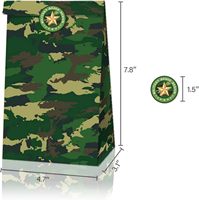 Lot de 12 sacs-cadeaux camouflage fournitures de fête camouflage sacs de fête à thème camouflage sacs de friandises en papier vert pour anniversaire d'enfants