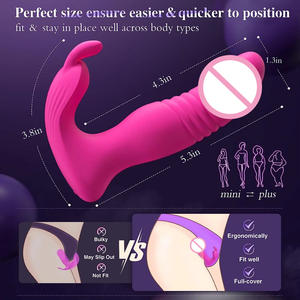 Новинка! Вибратор-стимулятор 3-в-1: носимый пульт, G-точка, клиторальный вибратор-кролик с 9 режимами толчков, анальные игрушки для женщин - Product Image 4