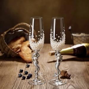 Copas de Champán de Cristal sin Plomo con Diseño de <span class=keywords><strong>Sirena</strong></span> y Temática Oceánica, de Lujo y Personalizadas, para Fiestas, Bodas, Regalos Empresariales, Juego de Copas para Vino - Product Image 3