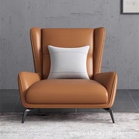 Ultra-Schlichter Einzelsessel aus Echtleder, Designer-Relaxsessel für Schlafzimmer, Wohnzimmer oder Zuhause, Luxuriöser Casual-Armsessel