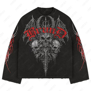 เสื้อยืดแขนยาวผ้าคอตตอนโอเวอร์ไซส์สำหรับผู้ชายเสื้อลำลองผ้าคอตตอนทรงหลวมดีไซน์แนวสตรีทพิมพ์ลายโดยตรงสำหรับฤดูหนาว - Product Image 2