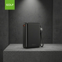 Batterie externe portable numérique LCD, prix de gros, OEM, mini, câble intégré, lithium, charge rapide PD 20W, 20000mAh