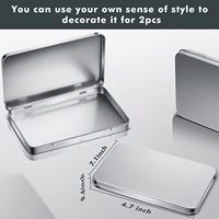 Vente en gros argent rangement vide bijoux maquillage pilule étui à bonbons conteneur en métal boîte en étain rectangulaire avec couvercle à charnière