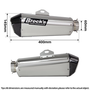 Pot d'échappement universel Brocks CT SINGLE pour <span class=keywords><strong>moto</strong></span> 60mm pour GSXR1000R CBR1000RR R1 MT10 ZX10R Z900 CBR650R 765RS S1000RR RSV4 - Product Image 2