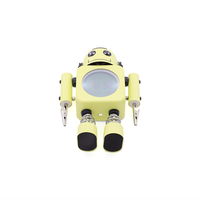 Jam Alarm digital Robot kartun anak-anak kreatif personalisasi jam bangun logam dengan lampu mata berkedip dan klip tangan