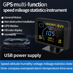 DC5-24V เครื่องวัดความเร็ว GPS สำหรับรถยนต์แบบมัลติฟังก์ชั่น HUD จอแสดงผลบนกระจกหน้ารถ พร้อมเข็มทิศ วัดความสูง อุณหภูมิ ความชื้น - Product Image 2