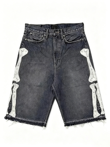 Shorts en jean vintage surdimensionnés personnalisés, mode estivale, délavés à l'acide, streetwear, broderie, shorts en jean pour hommes - Product Image 5