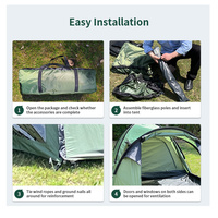 Tente de camping familiale grande capacité pour 4 personnes, facile à monter, double couche, légère, portable, idéale pour le glamping et les escapades en plein air, tente tunnel avec vestibule