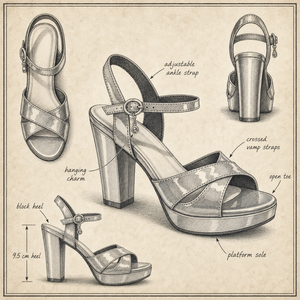 <span class=keywords><strong>Eleganti</strong></span> Sandali Donna Sexy <span class=keywords><strong>Argento</strong></span> con Plateau e Punta Aperta, Cinturino Incrociato con Fibbia alla Caviglia, Tacco Largo, Leggeri, Estivi, per Ballo di Fine Anno e Serate - Product Image 3