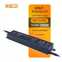 YSD 300W Mini LED Driver Alimentation Mince En Aluminium Étanche IP67 CE ROHS Certifié AC-DC 110V-277V 24V Bande Unique 5 Ans