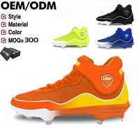 Chaussures de sport unisexes pour baseball et softball, tige mi-haute en microfibre, doublure en mesh, semelle extérieure entièrement en caoutchouc moulé, pour entraînement sur terrain.