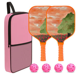 Outdoor Eltern-Kind Pickleball-Set aus Fiberglas-Material mit Solidem Muster, Tragbar, USAPA-Zertifiziert, Zwei Schläger und Vier Bälle - Product Image 1