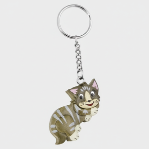 Mini Portachiavi Gatto in Legno, Ciondolo Animale, Accessorio Regalo - Product Image 2