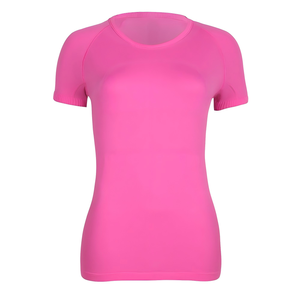 T-shirt sportif pour femme, bleu, manches courtes, col rond, coupe ajustée, séchage rapide, tricoté en polyester, logo imprimé, printemps été - Product Image 3