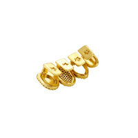 Ensemble de grilles dentaires en or tendance européen et américain, émeraude et zircon complet, accessoire dentaire hip-hop pour hommes, vente en gros pour Noël