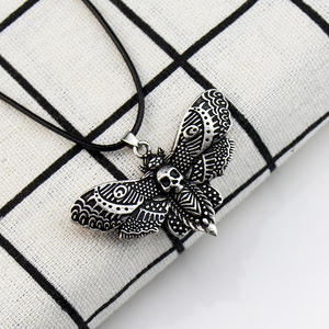 Collier pendentif vintage Crâne <span class=keywords><strong>de</strong></span> moustache <span class=keywords><strong>de</strong></span> <span class=keywords><strong>la</strong></span> <span class=keywords><strong>mort</strong></span>, motif insecte gothique, cordon en cire noire, style sombre, bijou <span class=keywords><strong>de</strong></span> cou, cadeau - Product Image 4