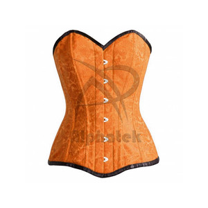 Wholesale Custom Women's Double Steel Bon Bust Corset Satin Waist Trainer Bodysuit Lace Button Ruffles Plus Size Breathable - Product Image 1