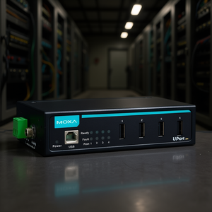 Hub USB Industrial Moxa UPort 404 de 4 Puertos con Indicadores de Energía y Fallas para una Conectividad Confiable - Product Image 3
