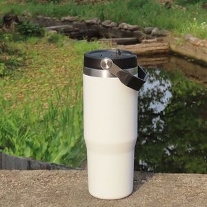 30oz Stainless Steel Vacuum Insulated Thermos Cup for Car Use <b>Large</b> Capacity Portable <b>Gift</b> Cup with Handle - Product Image 1