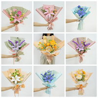 Ramos De Wholesale, bouquet de fleurs artificielles éternelles en tricot, rose en crochet, cadeau de remise de diplôme, fleurs pour la fête des mères