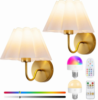 Applique murale décorative rechargeable LED remplaçable abat-jour sans fil lampe murale en tissu lampe murale pour chevet intérieur