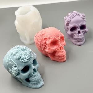 بيع بالجملة جمجمة وردية علاج بالروائح العطرية ديكور هالوين تصميم إبداعي قالب سيليكون - Product Image 2