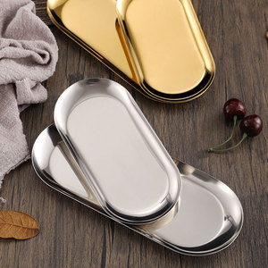 Stainless Steel Oval Plate Thickened Nordic Style Restaurant Dessert Serving Dish Korean Cooking Barbecue <b>Dipping</b> Sauce Tray - Product Image 4