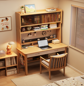 Wood <b>Study</b> <b>Desk</b> with Bookshelf Storage for Kids Bedroom Home Office Furniture Set - Product Image 4