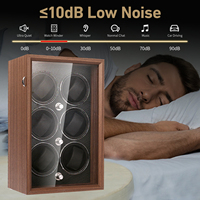 MINEESI Boîte à remontoir de montre automatique de luxe personnalisée OEM/ODM, rotative, en bois, 6 emplacements, avec noyau en MDF, logo personnalisé, modèle X6 en bois
