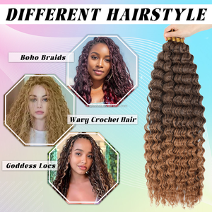 <span class=keywords><strong>Extension</strong></span> per Capelli Sintetici in Fibra Resistente alle Alte Temperature da 24 Pollici, Treccia <span class=keywords><strong>Afro</strong></span>, Onde Profonde, Onde Morbide, Alta Qualità - Product Image 3