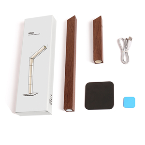 Lampe de bureau LED magnétique rechargeable en bois, pliable et flexible, avec variateur d'intensité continu pour la maison, le bureau et la chambre - Product Image 6