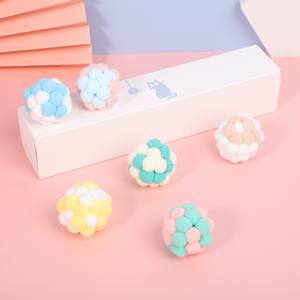 Miao in Stock in scatola <span class=keywords><strong>gatto</strong></span> e cane Macaron colore peluche palla mordente giocattolo da masticare con campana per alleviare l'ansia - Product Image 1