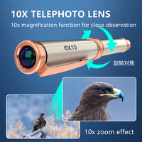 Nouveau télescope monoculaire 6X10 avec stylo doré, verre tout optique, HD, haute puissance, microscope avec vision nocturne