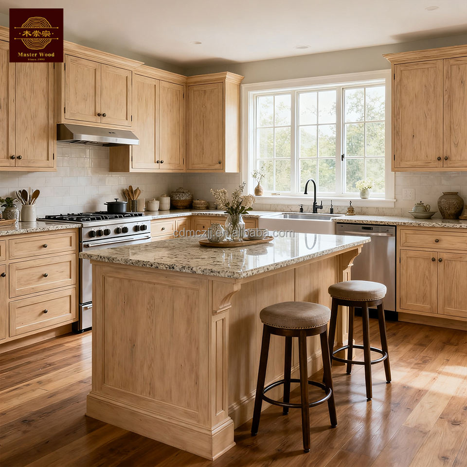 Custom U-Shaped Solid Wood Kitchen Cabinet Oak Full Kitchen Furniture ...