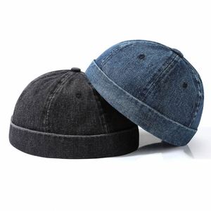 Fashion Denim Docker Brimless <b>Hat</b> Solid Color Sailor Cap <b>Beanie</b> <b>Hats</b> for Men Women - Product Image 1