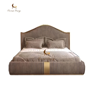 Cabecero de Cama Moderno para Dormitorio, Cabecero de Cama Matrimonial Personalizado, Cabecero Tapizado de Lujo <span class=keywords><strong>Italiano</strong></span>, Cabecero de Cama de Acero Inoxidable y Terciopelo - Product Image 2