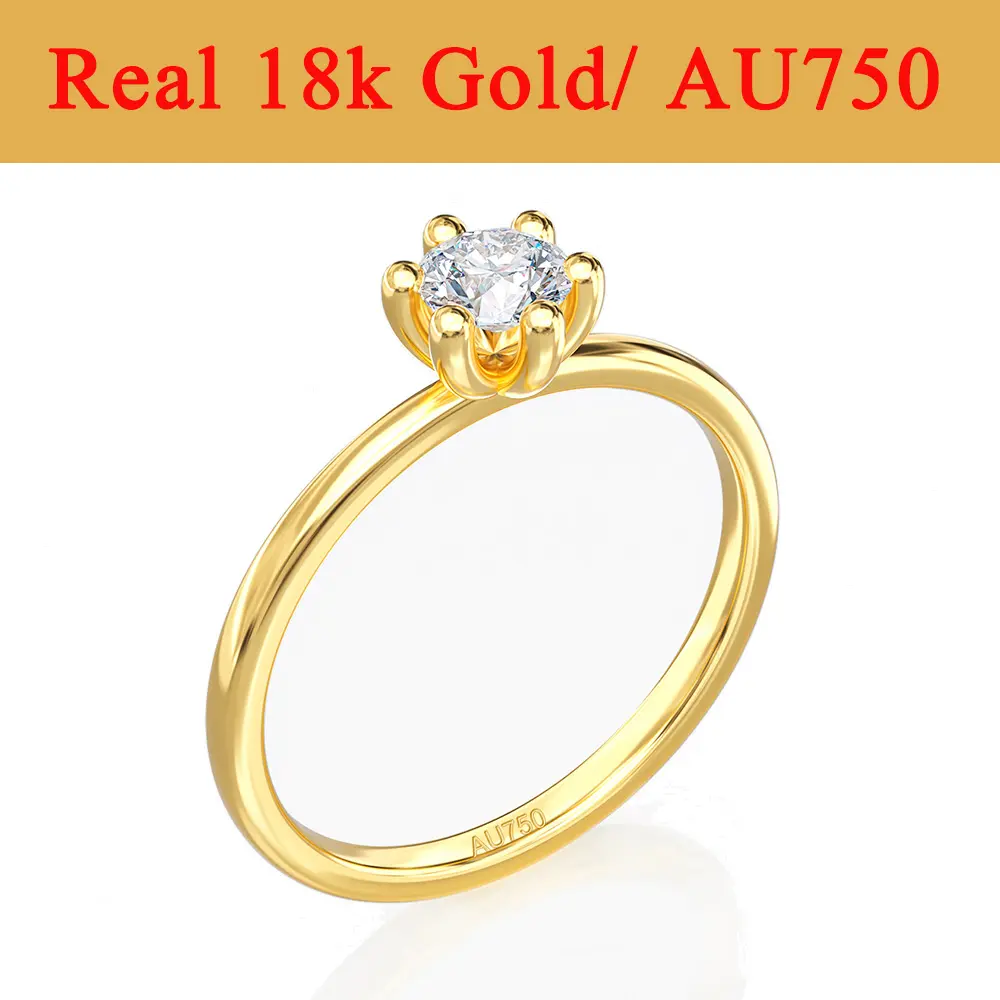 Wholesale Gold Jewelry 3.5mm Moissanite Diamond Woman Wedding Engagement Ring Hollow 18K 5D Gold Rings
