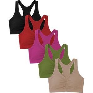 FOXA Women's Cotton Spandex Racerback Sports <b>Bra</b> 4 Way <b>Stretch</b> Pullover Workout <b>Bra</b> Multi Pack Fitness Apparel - Product Image 1