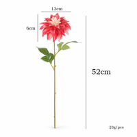 Grosir Langsung Pabrik Bunga Dahlia Sutra Buatan Tangkai Tunggal 52cm Stok Siap Bunga Dahlia Palsu untuk Pernikahan Florist Pesanan Grosir