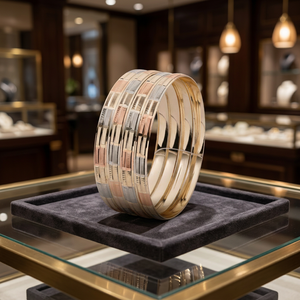 Venta al por mayor de brazaletes de oro de 3 tonos, juego de brazaletes de oro de 3 tonos, brazaletes de moda de varios tonos, juegos de brazaletes de latón de tres colores. - Product Image 2