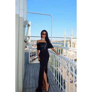 ชุดราตรีเดรสยาวสีดำแบบไร้สายรัดไหล่ ปักลายลูกปัด ดีไซน์เรียบหรู ไซส์ XL ความยาวคลุมเท้า ผลิตตามแบบ ODM ชุดเดรสสำหรับงานปาร์ตี้สำหรับผู้หญิง - Product Image 5